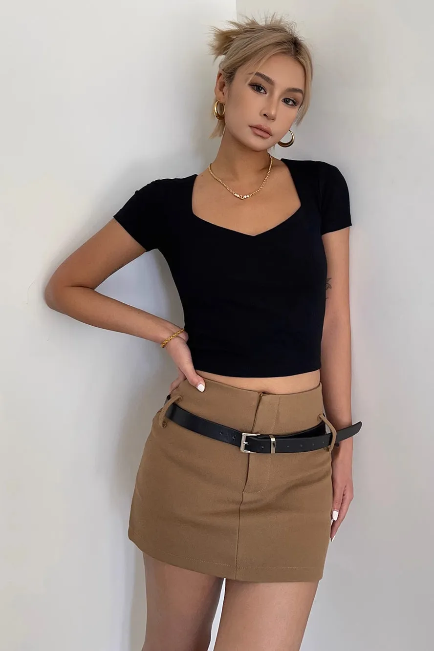 Zip Detail Solid Skirts